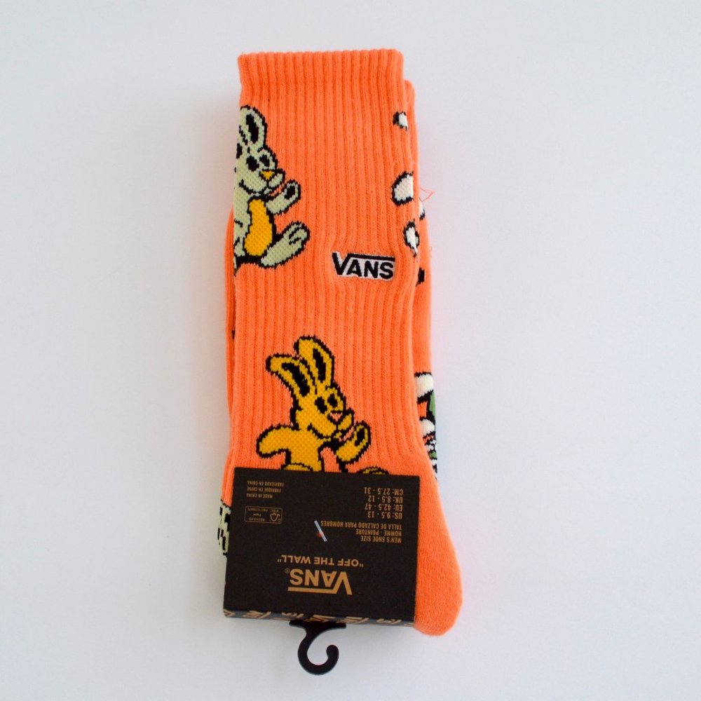 VANS CREW SOCKS BUNNY,  CANTALOUPE PALE ORANGE, ATHLETIC NEW L - Picture 2 of 2